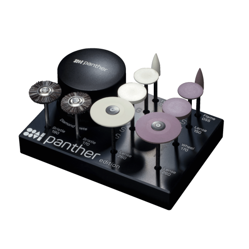 SET DE 10 PULIDORES + PASTA DE DIAMANTE 20G  "PANTHER EDITION" PARA ZIRCONIO SINTERIZADO, CERAMICA Y DISILICATO